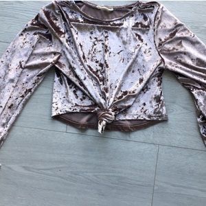 Crushed velvet tie crop top